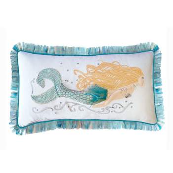 RightSide Designs Pearl of the Sea Mermaid Indoor Cotton Lumbar Throw Pillow