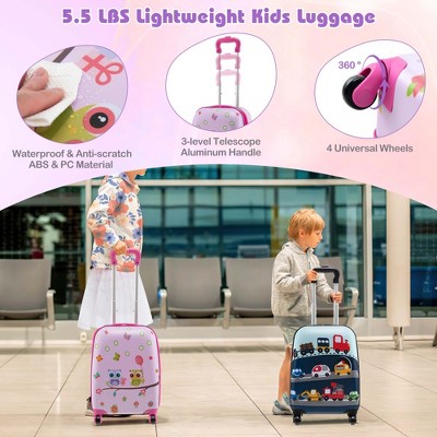 HONEY JOY Kids Luggage Set – 5 Piece Rocket Travel Kit With Suitcase, Backpack, Lunch Bag, Neck Pillow