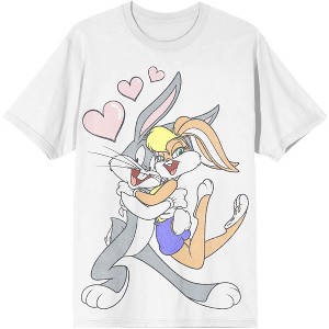 Looney Tunes Bugs Bunny & Lola Bunny White Graphic T-Shirt - 1 of 2