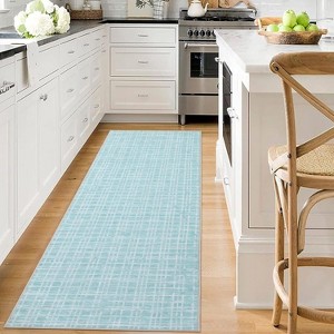 Washable Modern Plaid Area Rug, Low Pile Non-Slip Geometric Soft Carpet, Stain Resistant Checkered Rug for Living Room, Bedroom, Office, Kitchen - 1 of 4