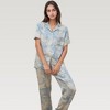 Anna-Kaci Lounge Women's Satin Pajama Set with Short Sleeve Button Up Top and Abstract Animal Print Relaxed Pants - 2 of 4
