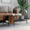 vidaXL Smoked Oak Coffee Table with Rack, Industrial Style Engineered Wood and Metal Frame, Stable Sofa Table with Storage Shelf - 2 of 4