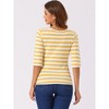 INSPIRE CHIC Women's Elbow Sleeves Boat Slim Fit Casual Stripe Animal Print Multi Floral Pattern T-Shirt - 4 of 4