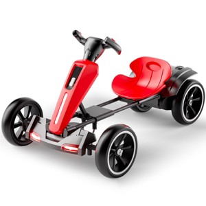 TopComfy Baby Walkers Kids Go Kart Folding Design Outdoor Ride On Toy Adjustable Seat Four Non Slip Wheels for Boys And Girls, Red, 34.2"*13"*8.8" - 1 of 4