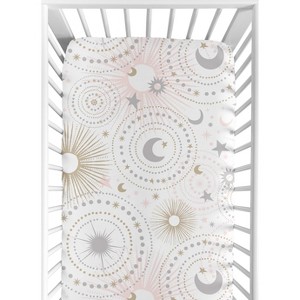 Sweet Jojo Designs Girl Baby Fitted Crib Sheet Celestial Pink and Gold - 1 of 4