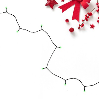 Battery Operated Green LED Christmas Tree Lights with Green Wire