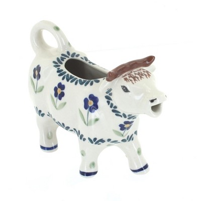 Blue Rose Polish Pottery Blue Daisy Cow Creamer