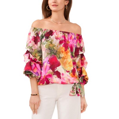 Vince Camuto Womens Floral Off the Shoulder Blouse