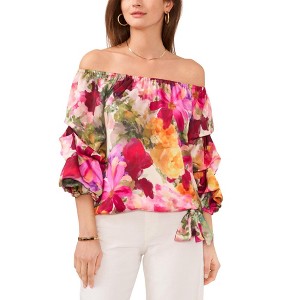 Vince Camuto Womens Floral Off the Shoulder Blouse - 1 of 1