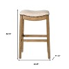 HomeRoots 31" Beige and Brown Fabric and Solid Wood Backless Bar Height Bar Chair - 3 of 4