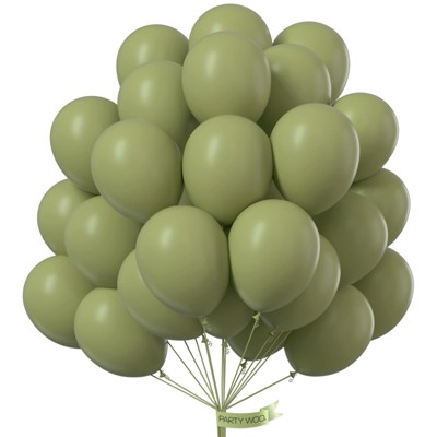 PartyWoo Balloons Sage Green Matte Olive Eucalyptus 12 Inch 50 pcs
