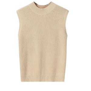 Clearlove Women's Mock Neck Knit Sweater Vest Sleeveless Casual Trendy Summer Ribbed Pullover Tank Tops - 1 of 4