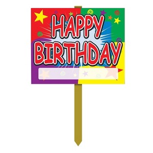 Beistle 12" x 15" Happy Birthday Yard Sign 3/Pack 55911 - 1 of 1