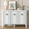 Simple and Atmospheric Solid Wood Veneer Fraxinus Mandschuric Cabinet with Three Acacia Solid Doors,Adjustable - 2 of 4