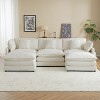 CIPACHO 112.6" Modern Sofa Modular Sofa Couch Upholstered Corduroy L-Shape Sectional Sofa with Side Storage Pockets for Living Room, Beige - 2 of 4