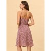 Allegra K Women's Floral Twist Front Knee Length Summer Adjustable Strap Sundresses - 4 of 4