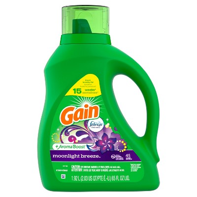 Gain + Aroma Boost Liquid Laundry Detergent, Moonlight Breeze Scent, 45 Loads, 65 fl oz, HE Compatible