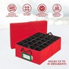 Hold N' Storage - Under bed Christmas Ornament Storage Container Box with Dividers and 2 Durable Trays - Fits up to 48 - 3" Ornaments - Red - 2 of 4