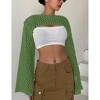 Womens Cropped Sweater Crochet Knit Crop Tops See Through Knit Sweater Beach Cover Ups - 2 of 4