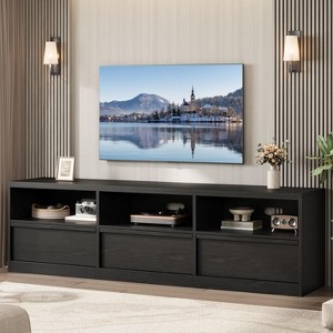 70" TV Stand for TVs up to 85", Mid Century Modern Entertainment Center with Drawer, Open Shelves & Cable Management - 1 of 4