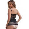 INSPIRE CHIC Women's Lace Mesh See Through V-Neck Adjustable Spaghetti Straps Breathable Control Camisoles with Padded - 2 of 4