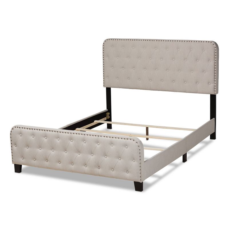 Annalisa Fabric Upholstered Button Tufted Panel Bed - Baxton Studio, 4 of 9