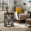 Hommoo Round End Table, Industrial Side Table with Metal Hollow Frame - 4 of 4