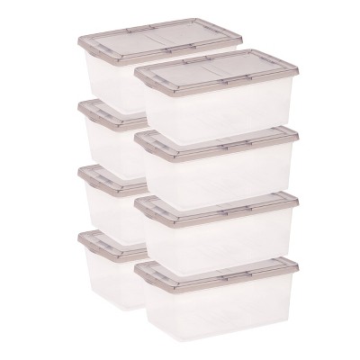 Iris 17qt 8pk Storage Box Clear With Gray Lid : Target