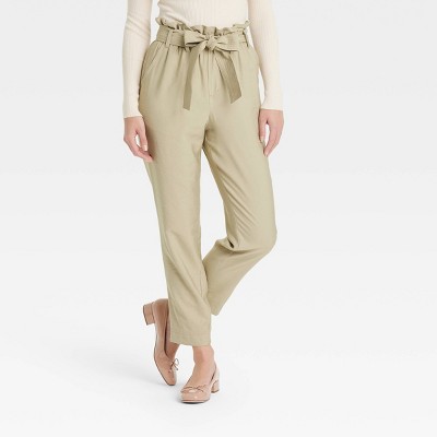 Women's Super-High Rise Tapered Ankle Pull-On Paperbag Pants - A New Day™