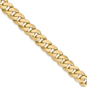 Black Bow Jewelry Men's 6.75mm 14k Yellow Gold Beveled Solid Curb Chain Necklace - 1 of 4