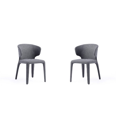 Set of 2 Conrad Modern Woven Tweed Dining Chairs Gray Manhattan Comfort