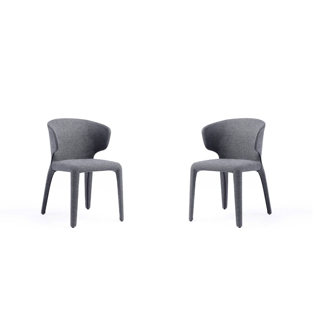 Photos - Chair Set of 2 Conrad Modern Woven Tweed Dining  Gray - Manhattan Comfort