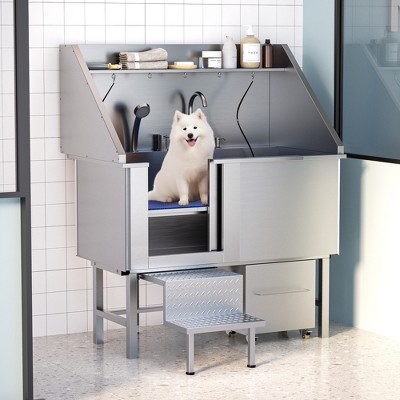 50 in. Dog Washing Station with Sink, Storage, Drawer and Ladder