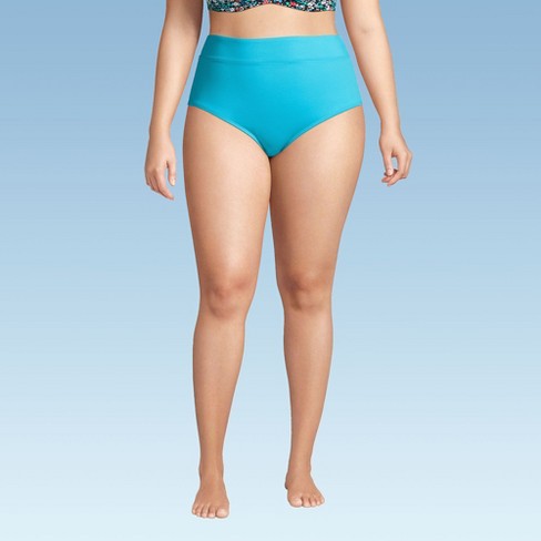 Lands End Women s Plus Size Tummy Control High Waisted Bikini Swim Bottoms 18w Turquoise Target