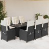 vidaXL 9-Piece Patio Dining Set with Cushions – Poly Rattan Outdoor Dining Set with Reclining Chairs, Black Table and Cream Cushions - 2 of 4