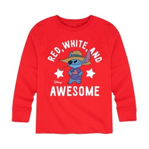 Boys' - Lilo and Stitch - Red White And Awesome Long Sleeve Graphic T-Shirt - 1 of 4