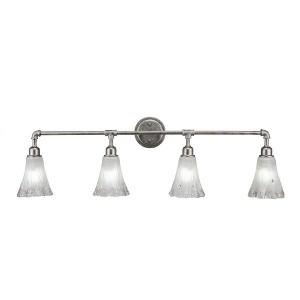 Toltec Lighting Vintage 4 - Light Vanity in  Aged Silver with 5.5" Fluted Frosted Crystal Shade - 1 of 1