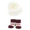 Hudson Baby Infant Girl Headband and Socks Giftset, Burgundy Blush, One Size - 4 of 4