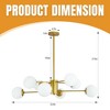 DAKAFUL 8 - Light Sputnik Chandelier with White Frosted Glass Globes Shades, Modern E26 Bases Ceiling Light for Dining Room, Living Room(Gold) - 4 of 4