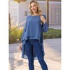 Seta T Women's Lantern Long Sleeve Round Neck High Low Irregular Hem Casual Blouse - 4 of 4