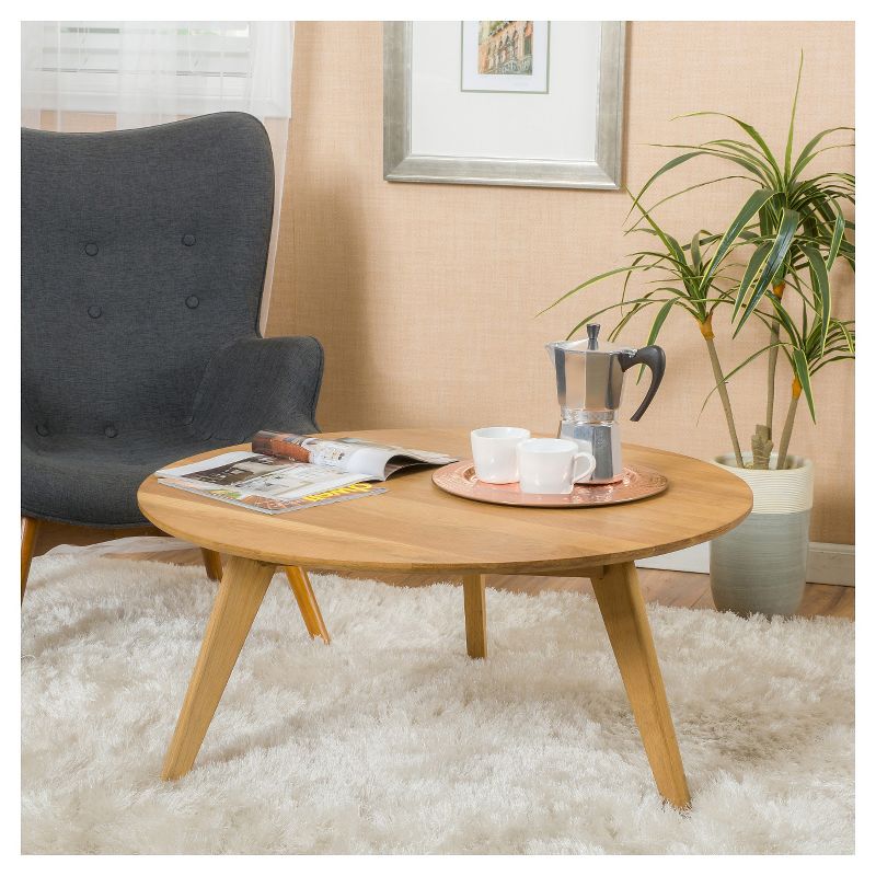 Canton Round Acacia Wood Coffee Table - Natural - Christopher Knight Home, 3 of 6