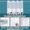 Stall No Hook Shower Curtain with Snap in Liner Set Hotel Luxury White Bathroom Shower Curtain See Through Top - 3 of 4