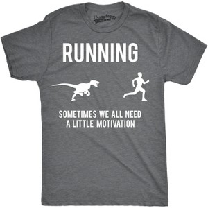 Mens Running Motivation Raptor Chase T Shirt Funny Dinosaur Tee Nerdy Graphic - Crazy Dog Men's T Shirt - 1 of 4