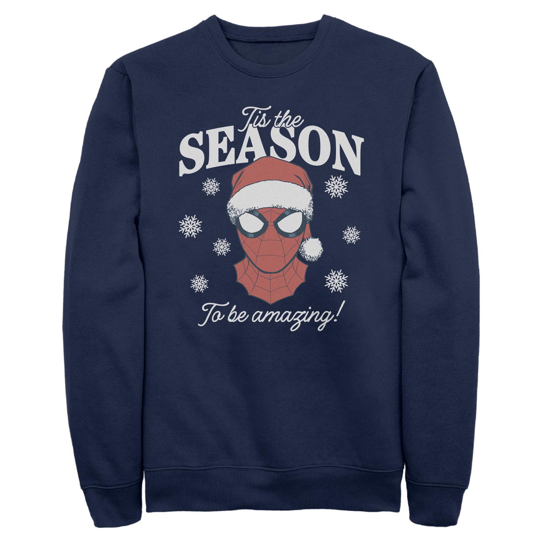 Mens Marvel Tis The Season Spidey Portrait Sweatshirt - Navy Blue - 2X Large