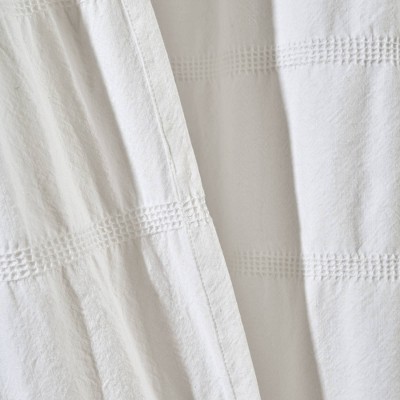 White Waffle Stripe Cotton Shower Curtain 72" x 72"