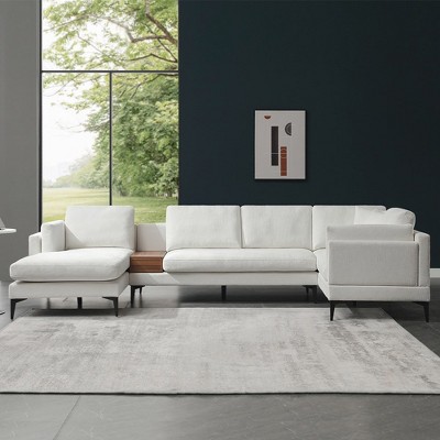 5-Seat Minimalist Cloud Couch and Loveseat Set U Shaped Sectional Sofa for Living Room Linen - Morden Fort