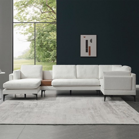 5-Seat Minimalist Cloud Couch and Loveseat Set U Shaped Sectional Sofa for Living Room Linen - Morden Fort - image 1 of 4