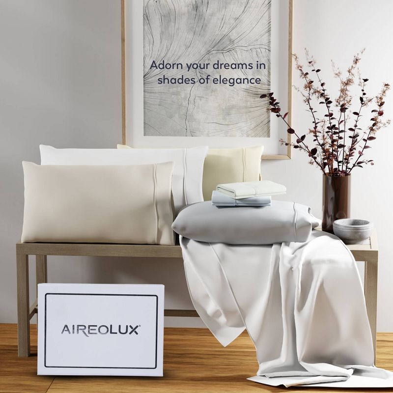 1000 Thread Count Cotton Solid Sheet Set  - Aireolux, 6 of 12