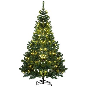 TopComfy Christmas Tree Stand 6ft Prelit Douglas Fir Artificial Christmas Tree with Realistic Branches, Green, 40.3"*40.3"*70.8" - 1 of 4