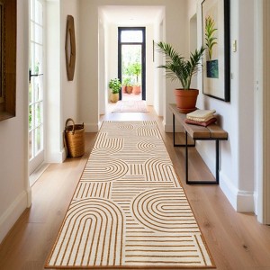 Modern Geometric Stripe Area Rugs Soft Washable Low Pile Non Shedding Rugs for Living Room Bedroom - 1 of 4